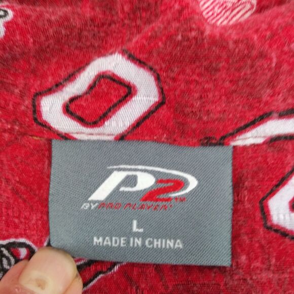 Ohio State Buckeyes Shirt Mens Large Red Short Sleeve Button Down 100% Rayon - Picture 3 of 8